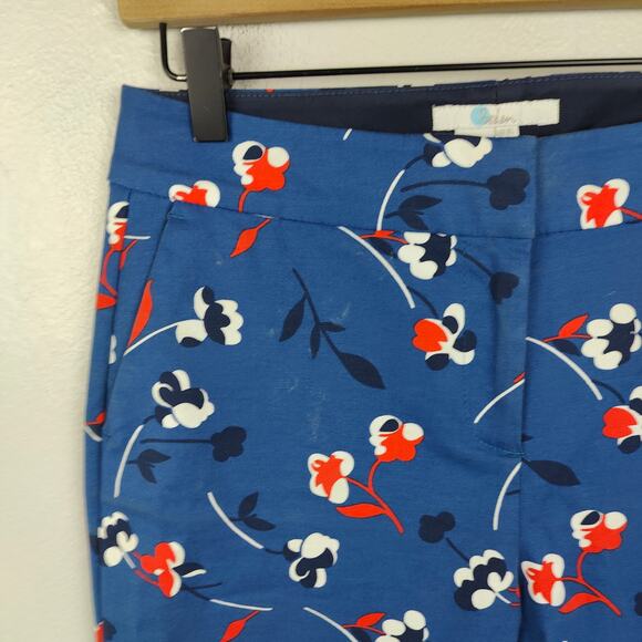 Boden Richmond 7/8 Pants Womens 4L Long Length Blue Red Floral Print AOP Chinos - Picture 5 of 9